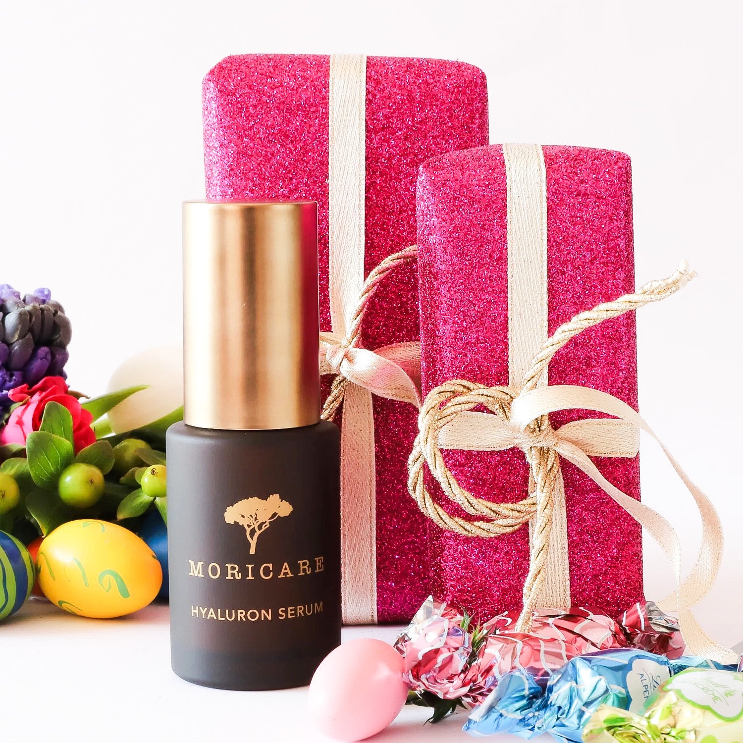 Ostern verpacktes MORICARE Hyaluron Serum vegan Naturkosmetik