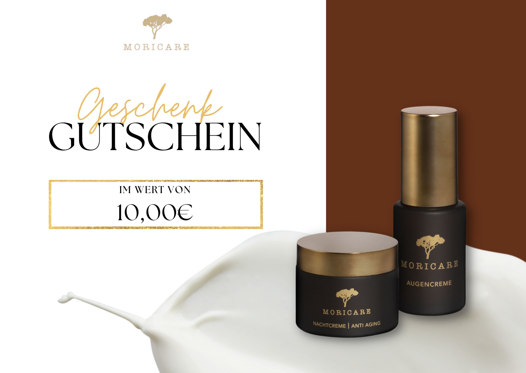 Geschenkgutschein im Wert von 10€ für Moricare Naturkosmetik Produkte